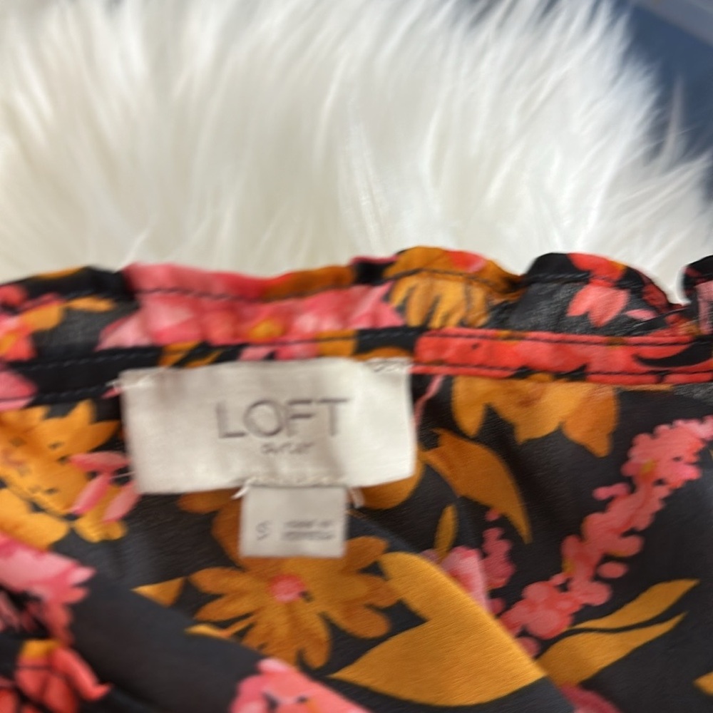 LOFT Floral Tank Top with Ruffle Trim - Picture 3 of 3